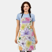 Tablier Custom Name Pastel Floral Kitchen Cooking Gift (Porté)