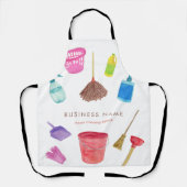 Tablier Custom Name Watercolor Cleaning Business Apron (Recto)