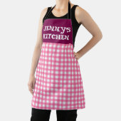 TABLIER CUSTOM PINK GINGHAM KITCHEN APRON (Insitu)