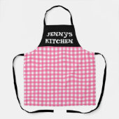 TABLIER CUSTOM PINK GINGHAM KITCHEN APRON (Recto)