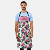 Tablier Custom Pink Rose Floral Pattern (Porté)