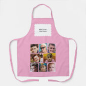 Tablier Custom text 8 photos white pink (Recto)