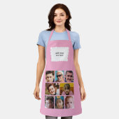 Tablier Custom text 8 photos white pink (Porté)