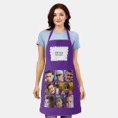 Tablier Custom text 8 photos white purple (Porté)