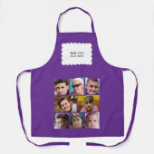 Tablier Custom text 8 photos white purple (Recto)