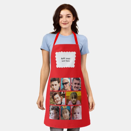 Tablier Custom text 8 photos white red (Porté)