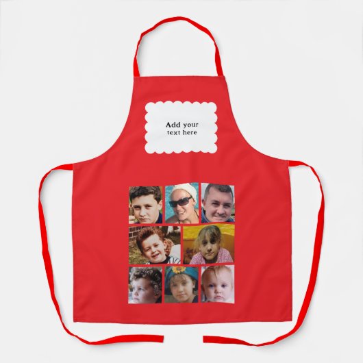 Tablier Custom text 8 photos white red (Recto)