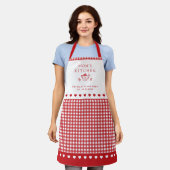 Tablier Custom Text Red & White Buffalo Check Gingham  (Porté)