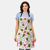 Tablier Custom Whimsical Pink Floral & Polka Dot Pattern (Porté)