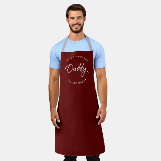 Tablier Custom Year Chef Master Daddy Red Personalized  (Porté)