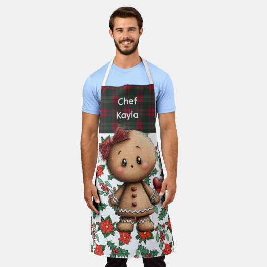 Tablier Customizable Christmas gingerbread baker (Porté)