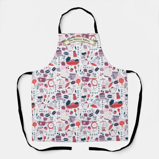 Tablier Customize Bakery Shop Kitchen Utensils Pattern (Recto)