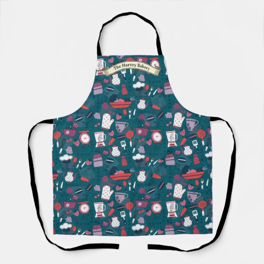 Tablier Customize Bakery Shop Kitchen Utensils Pattern (Recto)