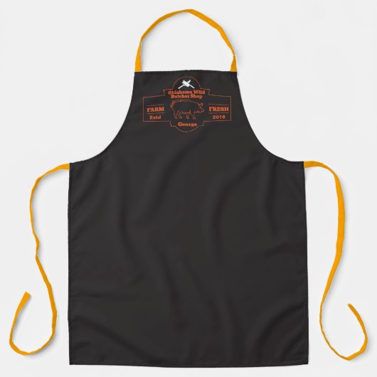 Tablier Customize Butcher Shop Hog Pig Orange Black Graphi (Recto)