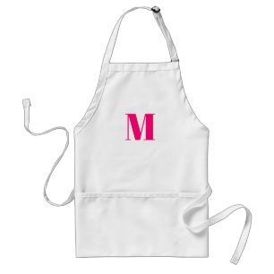 Tablier Customize monogram initial hot pink fuchsia white