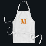Tablier Customize monogram orange blanc<br><div class="desc">Customize monogram initial blanc adult apron</div>