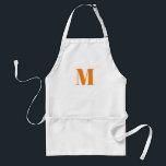 Tablier Customize monogram orange blanc<br><div class="desc">Customize monogram initial blanc adult apron</div>