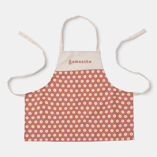 Tablier Customized children's apron with orange daisy (Recto)