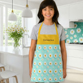 Tablier Customized children's apron with orange daisy 