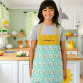 Tablier Customized children's apron with orange daisy 