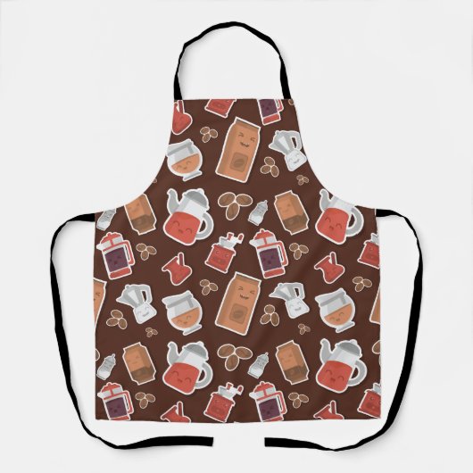 Tablier Cute Amateurs de café Caféine Theme Kawaii Motif (Recto)