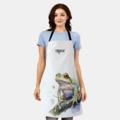 Tablier Cute Aquarelle Arbre Frog, personnalisé (Porté)