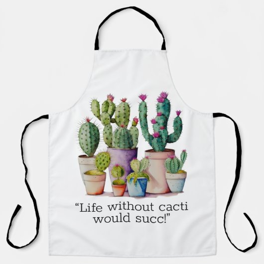 Tablier Cute aquarelle cactus succulents dans les pots (Recto)