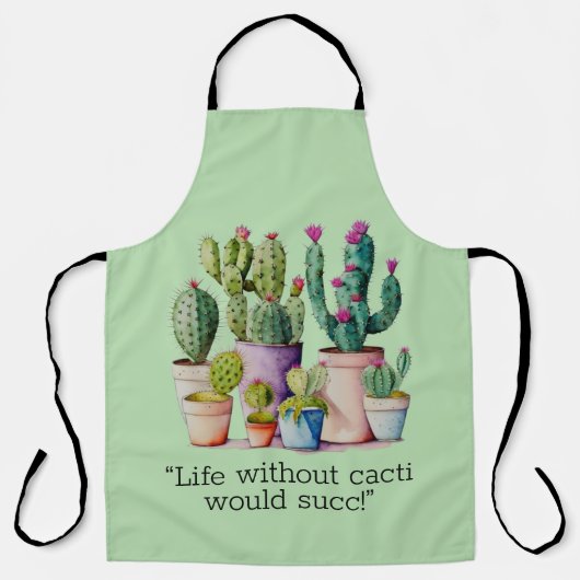 Tablier Cute aquarelle cactus succulents dans les pots (Recto)