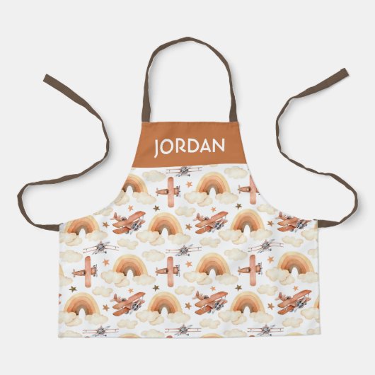 Tablier Cute aquarelle Rainbow Motif d'avion (Recto)