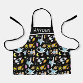 Tablier Cute Astronauts in Space Doodles Kids Personalised (Recto)