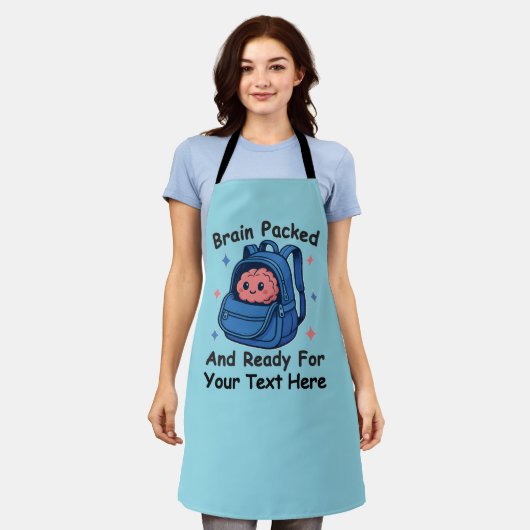 Tablier Cute Back-to-School Customizable “Brain Ready" (Porté)