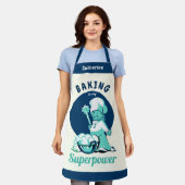Tablier Cute Baking Bleu est ma superpuissance avec un nom (Porté)