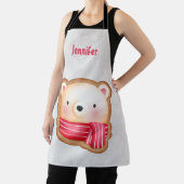 Tablier Cute Bear Face Red Scarf et Rosy Cheeks Christmas (Insitu)