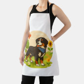 Tablier Cute Bernese Mountain Dog with Sunflower & Butterf (Insitu)