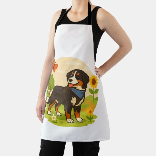 Tablier Cute Bernese Mountain Dog with Sunflower & Butterf (Insitu)