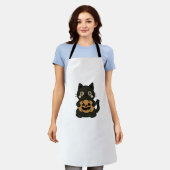 Tablier Cute Black Cat Holding Jack-o'-lantern Citrouille (Porté)