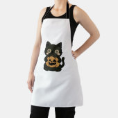 Tablier Cute Black Cat Holding Jack-o'-lantern Citrouille (Insitu)