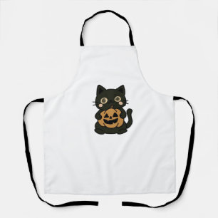 Tablier Cute Black Cat Holding Jack-o'-lantern Citrouille