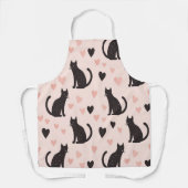 Tablier Cute Black Cat Motif Apron - Coeurs & Whiskers (Recto)
