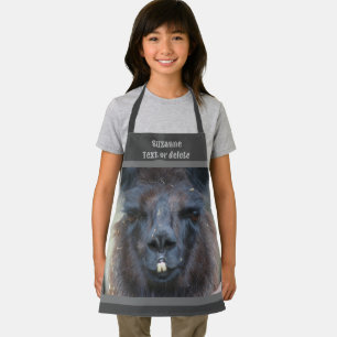 Tablier Cute Black Llama visage personnalisé
