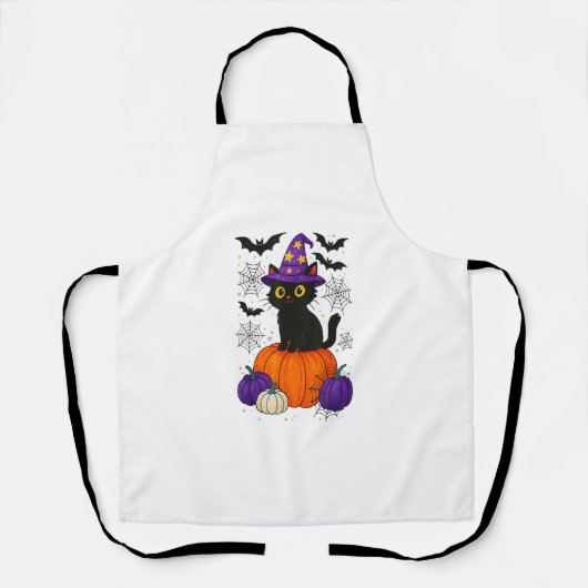 Tablier Cute Black Witch Cat Pumpkin Halloween Costume Fal (Recto)