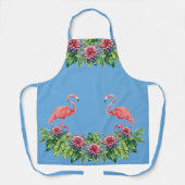 Tablier Cute Bleu Tropical Flamant rose rose Apron (Recto)