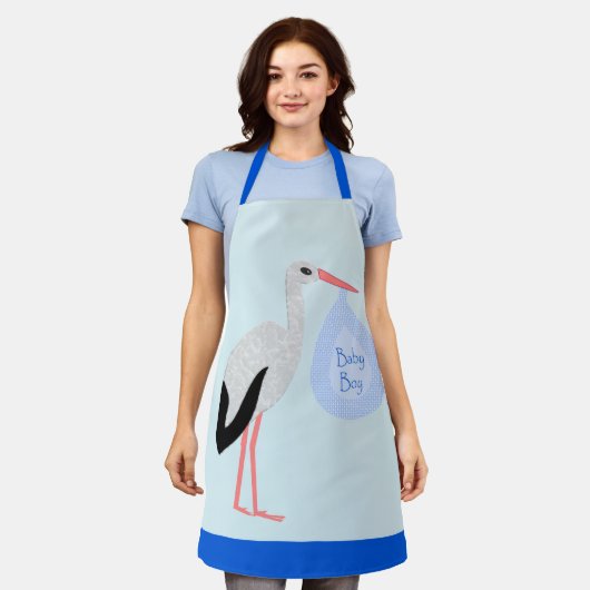 Tablier Cute Blue Baby Boy Stork (Porté)