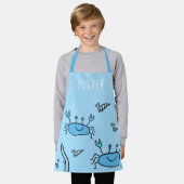 Tablier Cute Blue Crab Sea Animaux Nom du garçon Apron (Porté)