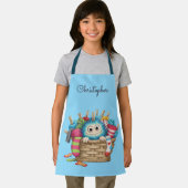 Tablier Cute Blue Fluffy Sock Monster Kids Design (Insitu)