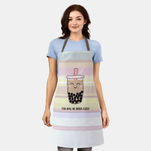 Tablier Cute Boba Milk Tea Pun Tout-En-Un Imprimé Apron