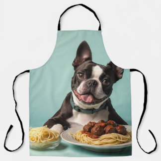 Tablier Cute Boston Terrier Avec Spaghetti Bolognaise