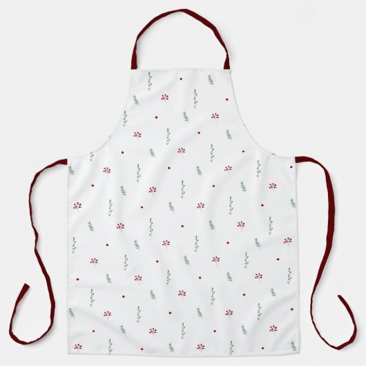 Tablier Cute Botanical Winter Christmas Pattern Apron (Recto)