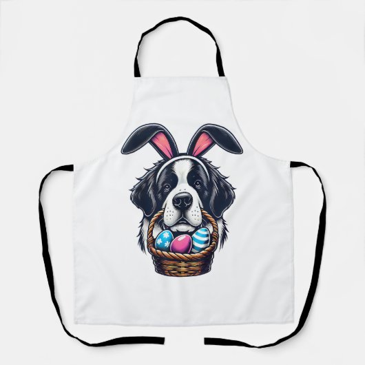 Tablier Cute Bunny Ear Saint Bernard Dog Easter Egg Owner  (Recto)