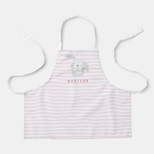 Tablier Cute Bunny - Personnalisé Pink Striped Kids